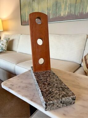 Granite Base Wood Bottle Display Stand - Brown, Wine Rack